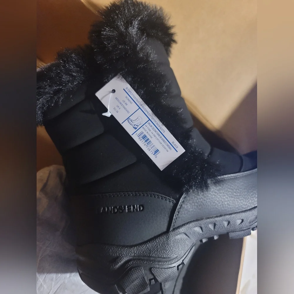 NWT LANDS END EXPEDITION FAUX FUR WATERPROOF PUFFER SNOW BOOTS